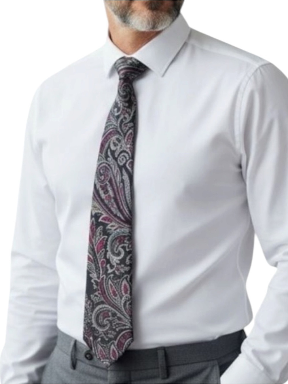 Mark Alexander Black Silver Burgundy Paisley Necktie NWOT Career